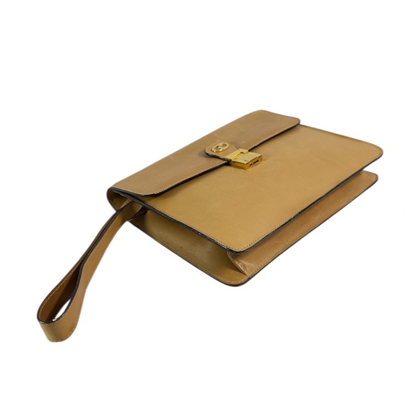 Rare Genuine Vintage GUCCI Tan Leather Clutch Wristlet Bag Made In Italy - Picture 7 of 14